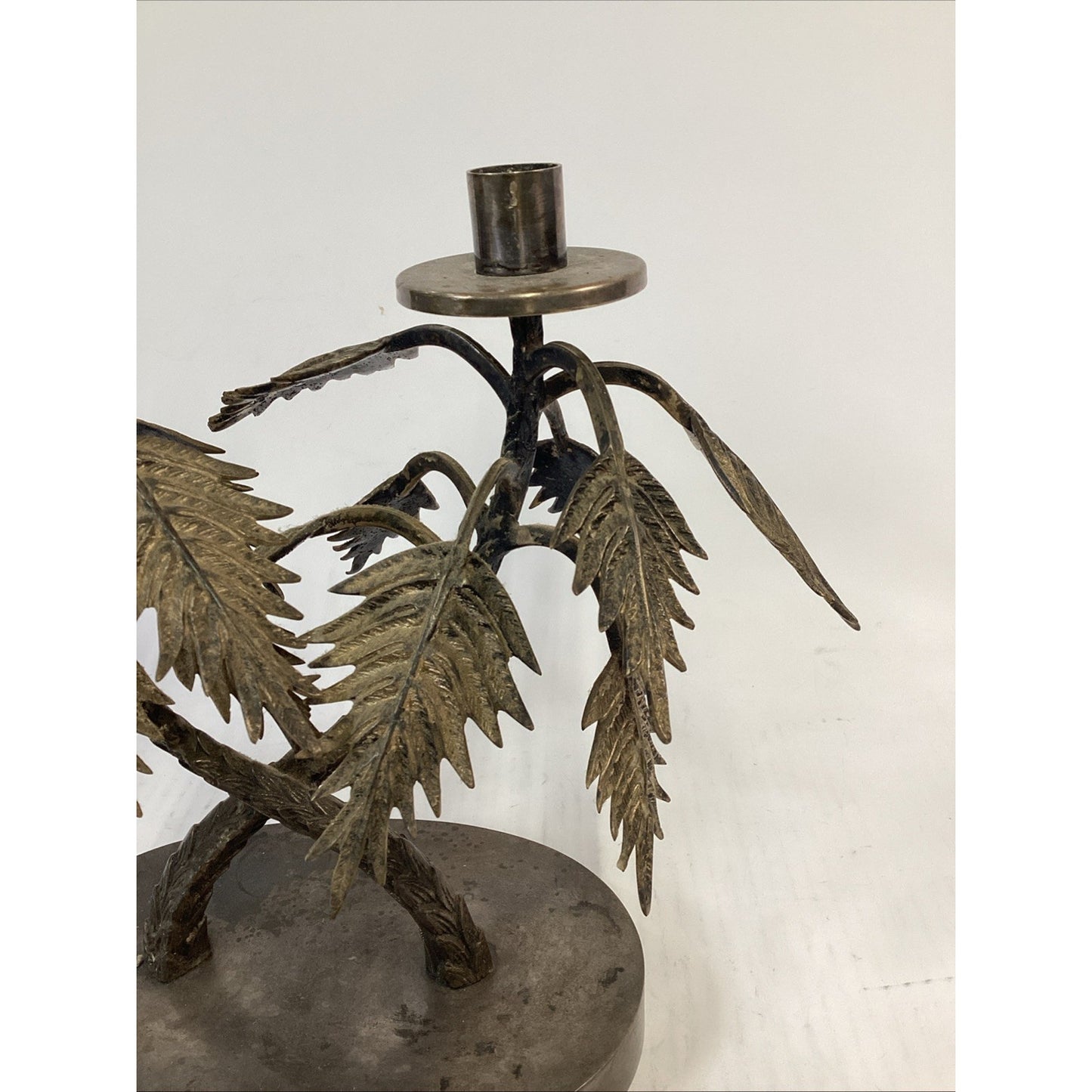 Vintage Cast Iron Candlestick Holder - 12”Hx15”Lx7”W