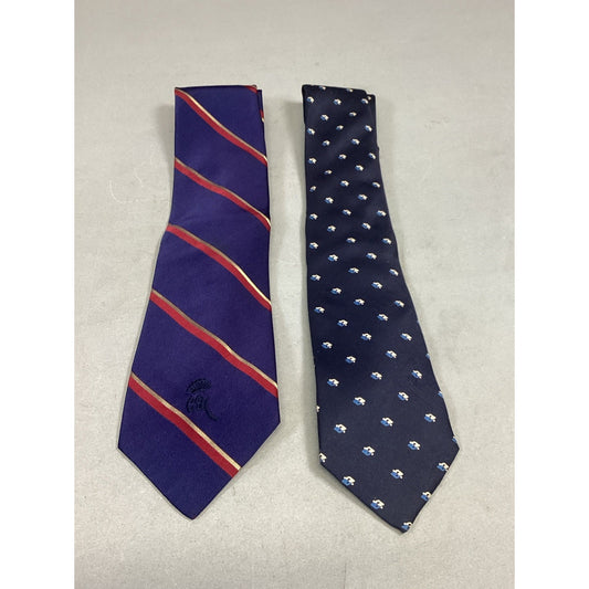 Countess Mara Blue Striped Silk Tie & Jean Marc Stewey Paris Dark Blue Silk Tie