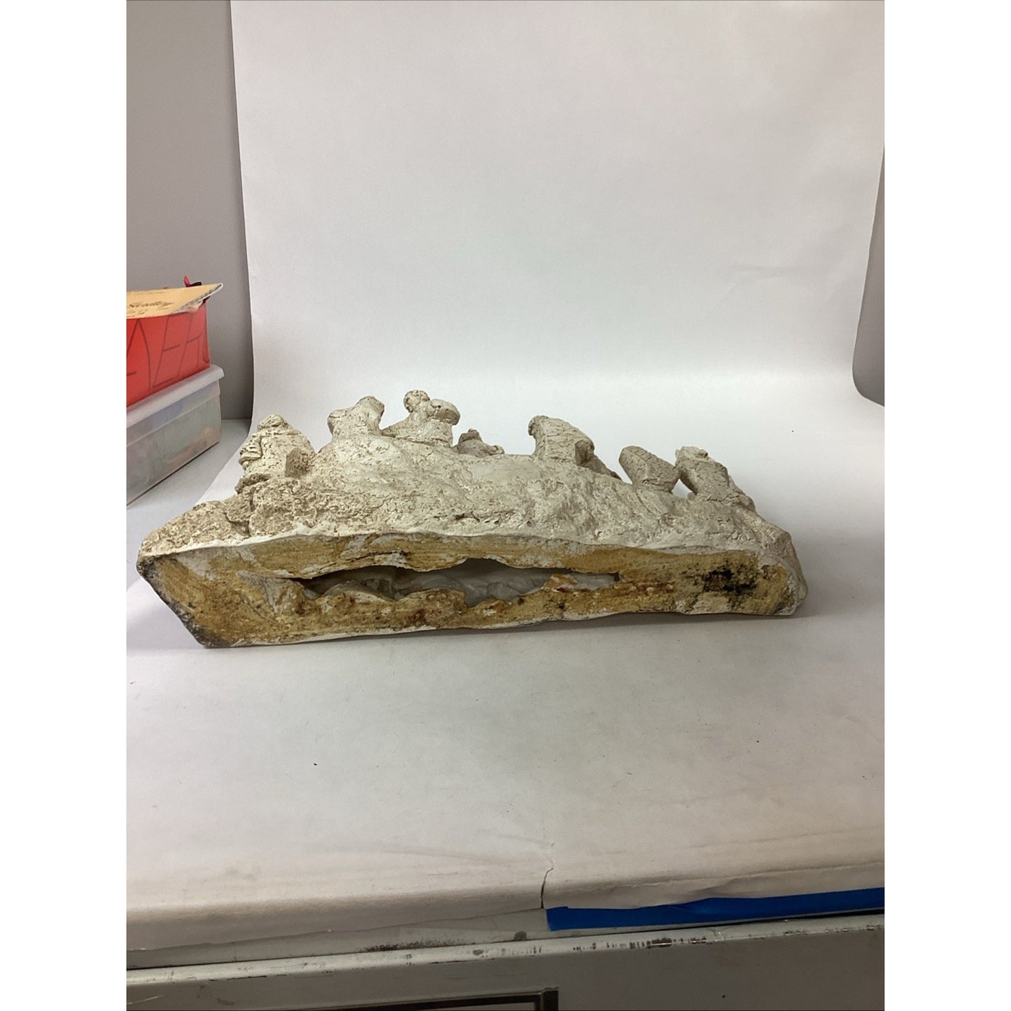 Austin Productions Vintage 1967 Menorah Judaica Large Clay Resin Statue - 21x14”