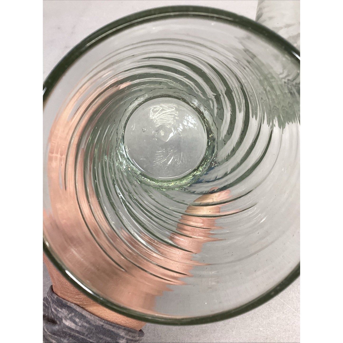 Continental Can Co / Hazel Atlas Green Clear Swirl Glass Tumblers (Set Of 5)