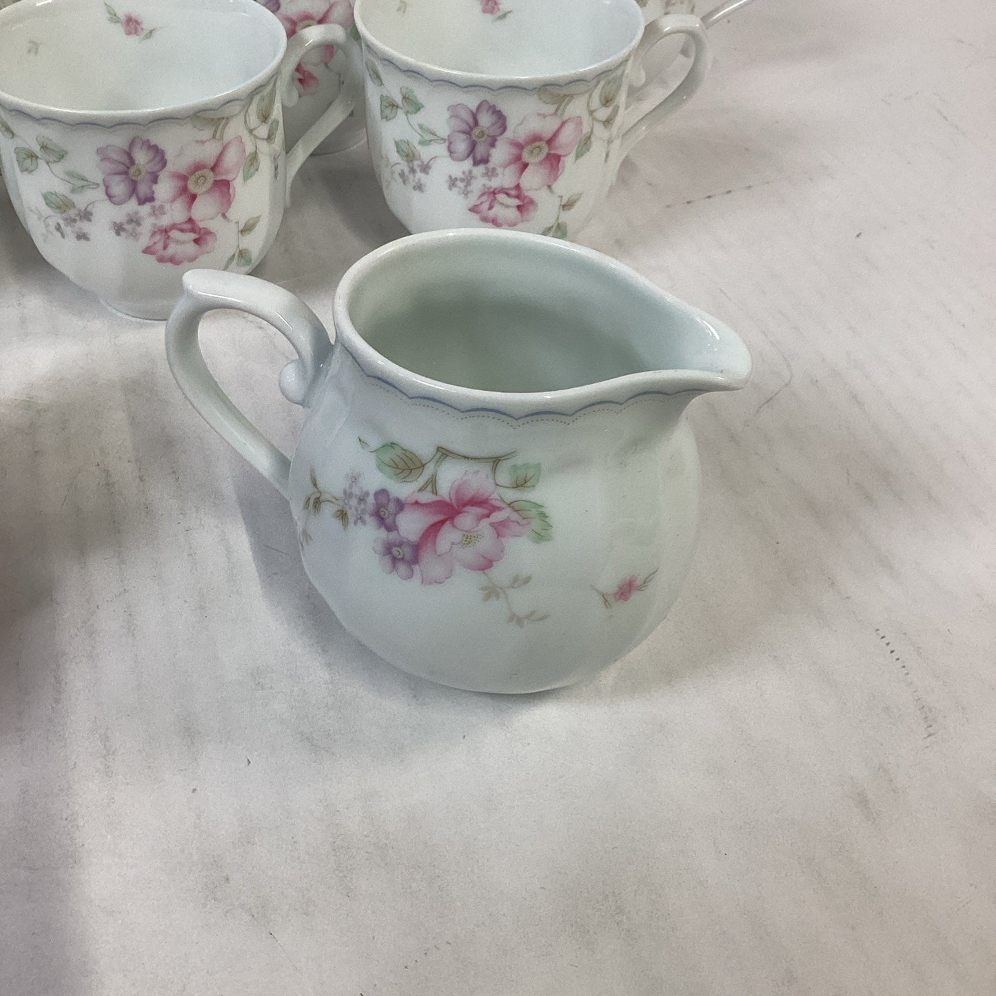 Lot Of 10 Mikasa L9711 Renee Tea Cups, Creamer And Sugar