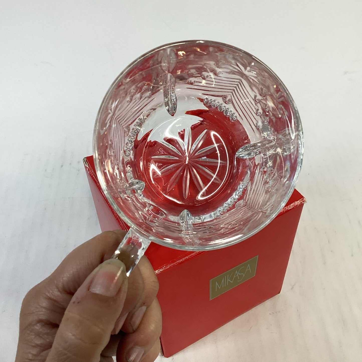 MIKASA Crystal Heavy Cut Christmas Tree Holiday Mug Germany - 12 Oz & Box