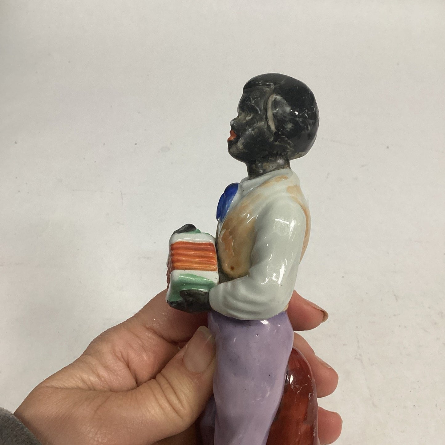 Victorian Era Staffordshire Figurine Of A Man Playing An Accordion