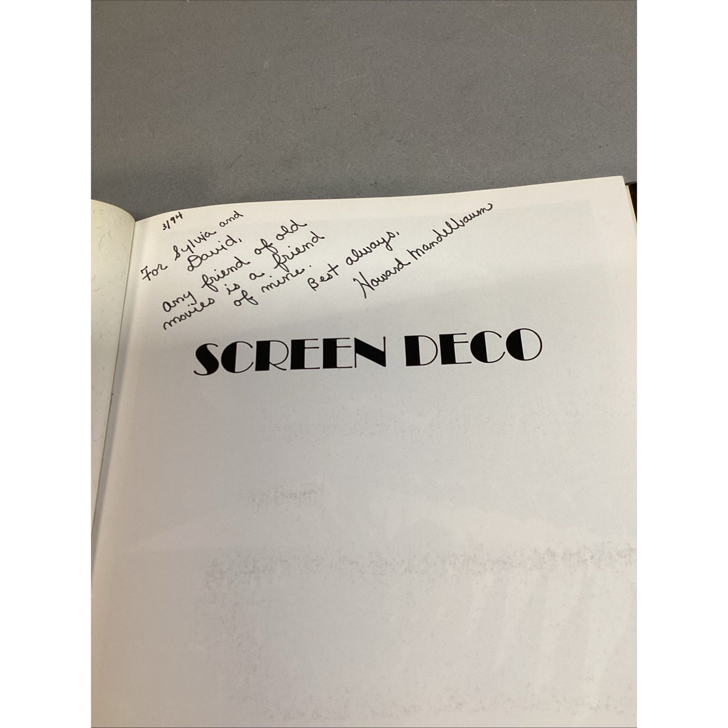 Screen Deco A Celebration of High Style in Hollywood Hardcover Signed By Author