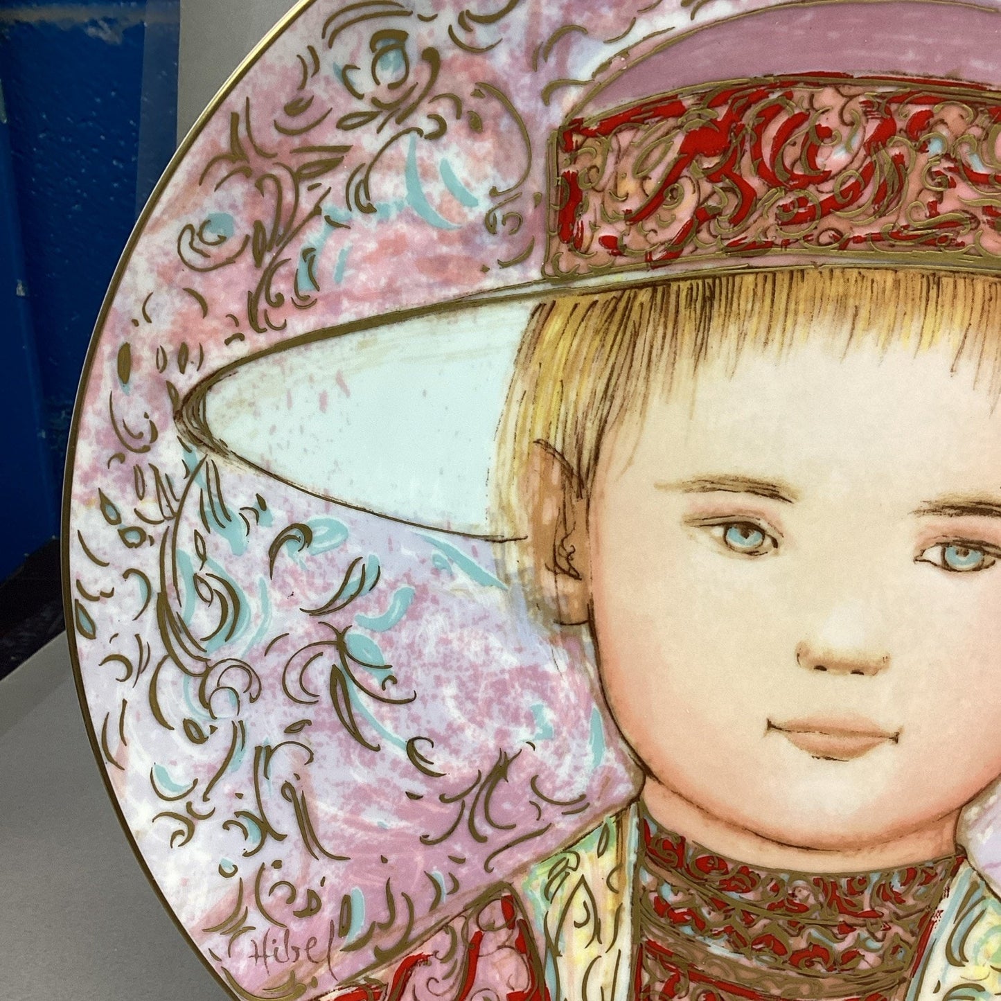 2 Signed Edna Hibel Frederic & Claire Commemorative Series Collectors Plates