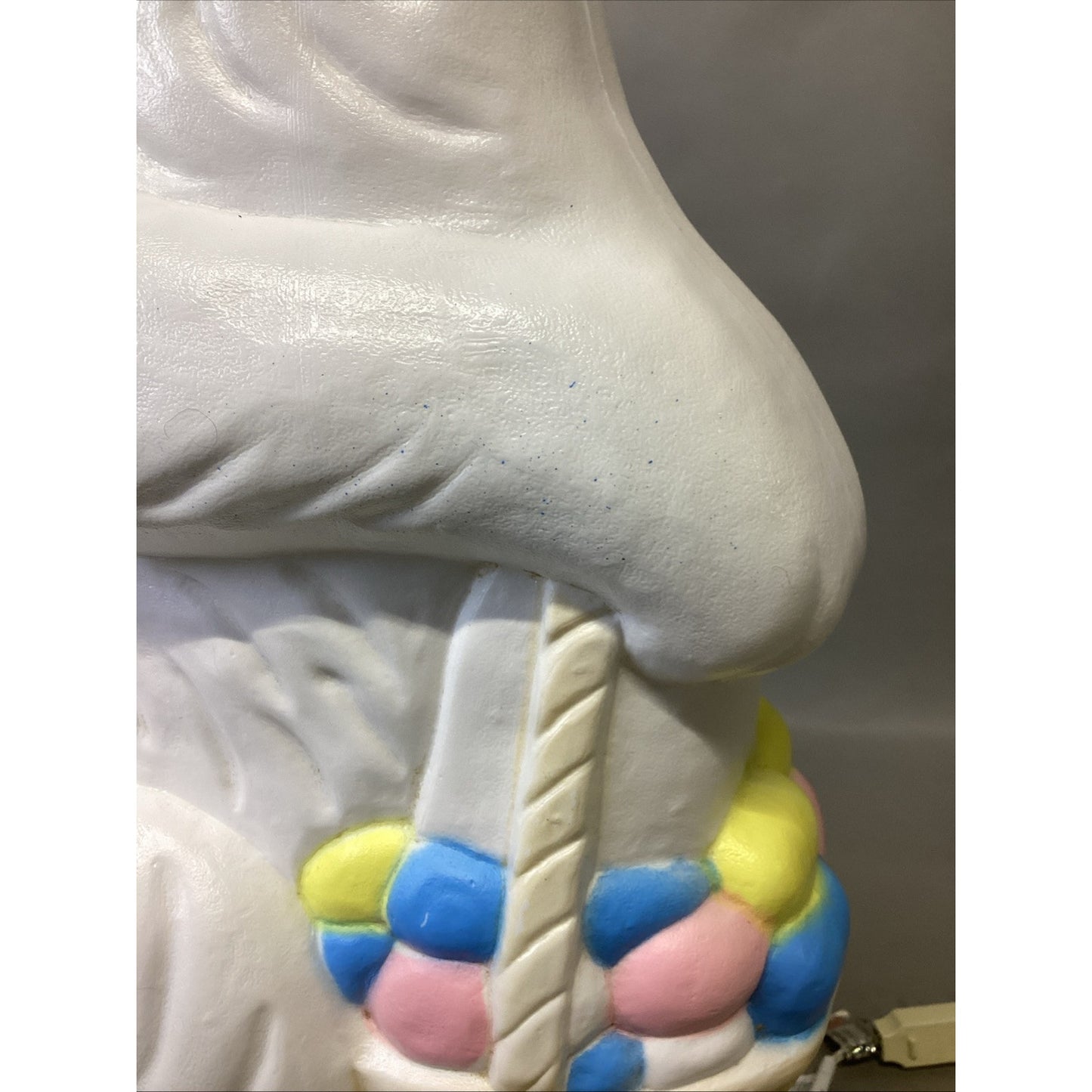 Vintage 1993 Light Up Blow Mold Easter Bunny W/ Easter Eggs Basket - 30”H
