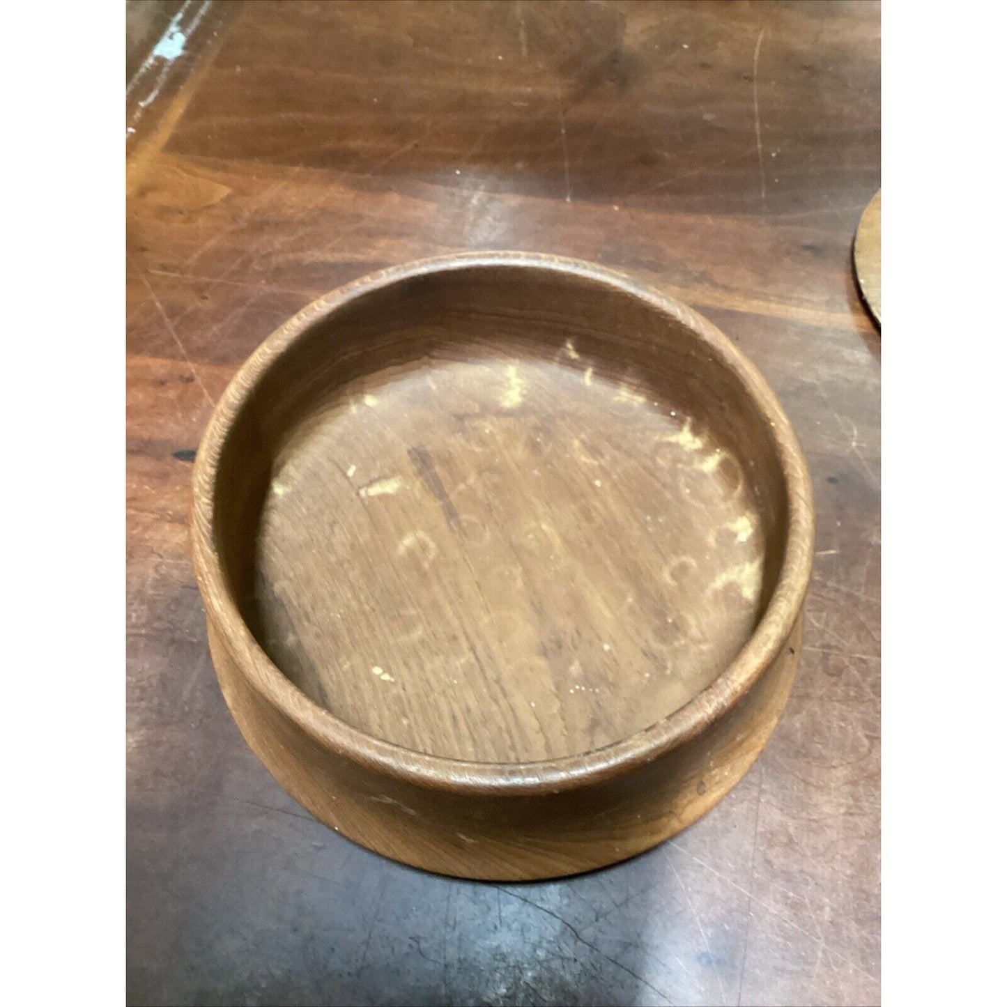 Vintage Teak Wooden Bowl - 9”D And Plate - 8”D