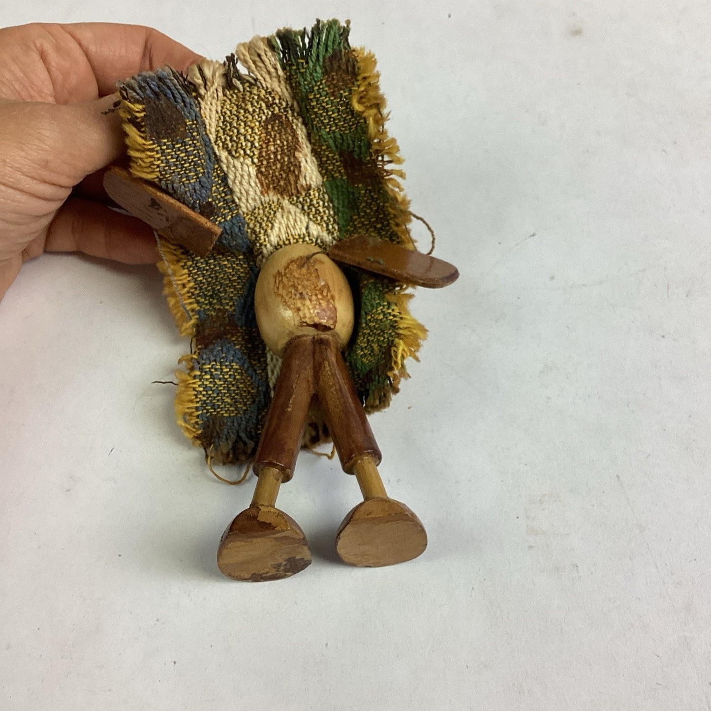 Wooden Handmade Doll, Handmade Turkey Pin & Hand Painted Eyeball Pottery