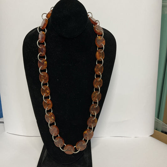 Antique Vintage Amber Colored Necklace Stamped M.E.T.