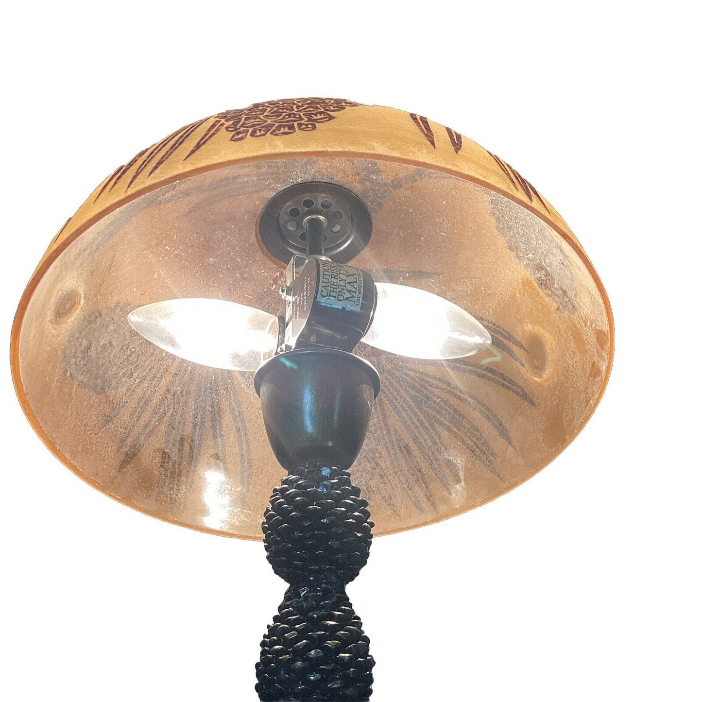 Vintage Pinecone Lamp And Glass Lampshade