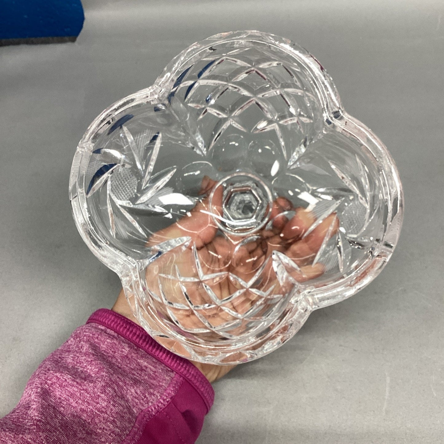 VTG Lead Cut Crystal Covered Candy Dish Spire Pinwheel Footed