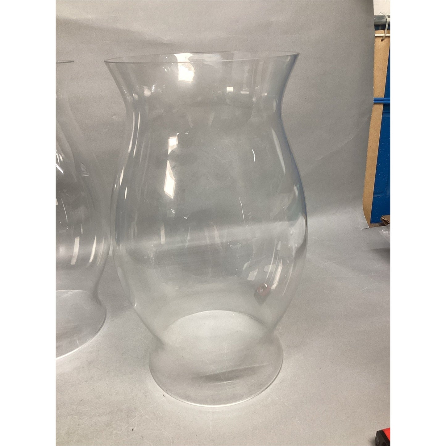 Set Of 2 Large Hurricane Lamp Shades Clear Glass - 16.5”Hx8.25”D