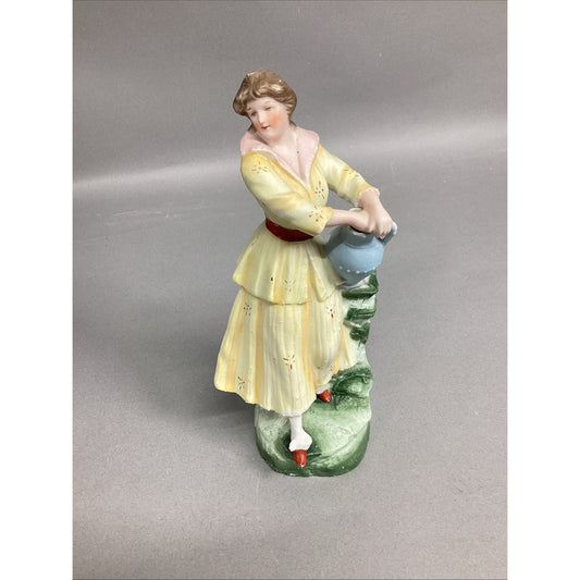 Vintage Porcelain Figurine - Woman Holding Jug Of Water - 8”H