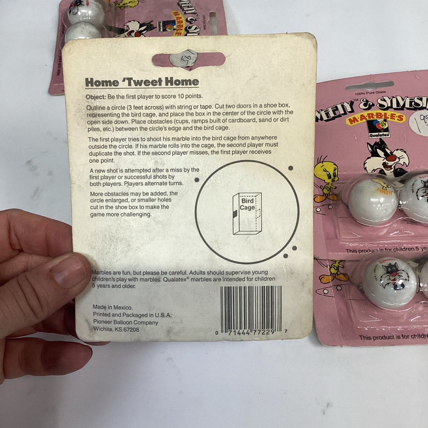Lot Of 6 - 1988 Tweety & Sylvester Home Tweet Home 100% Pure Glass Marbles