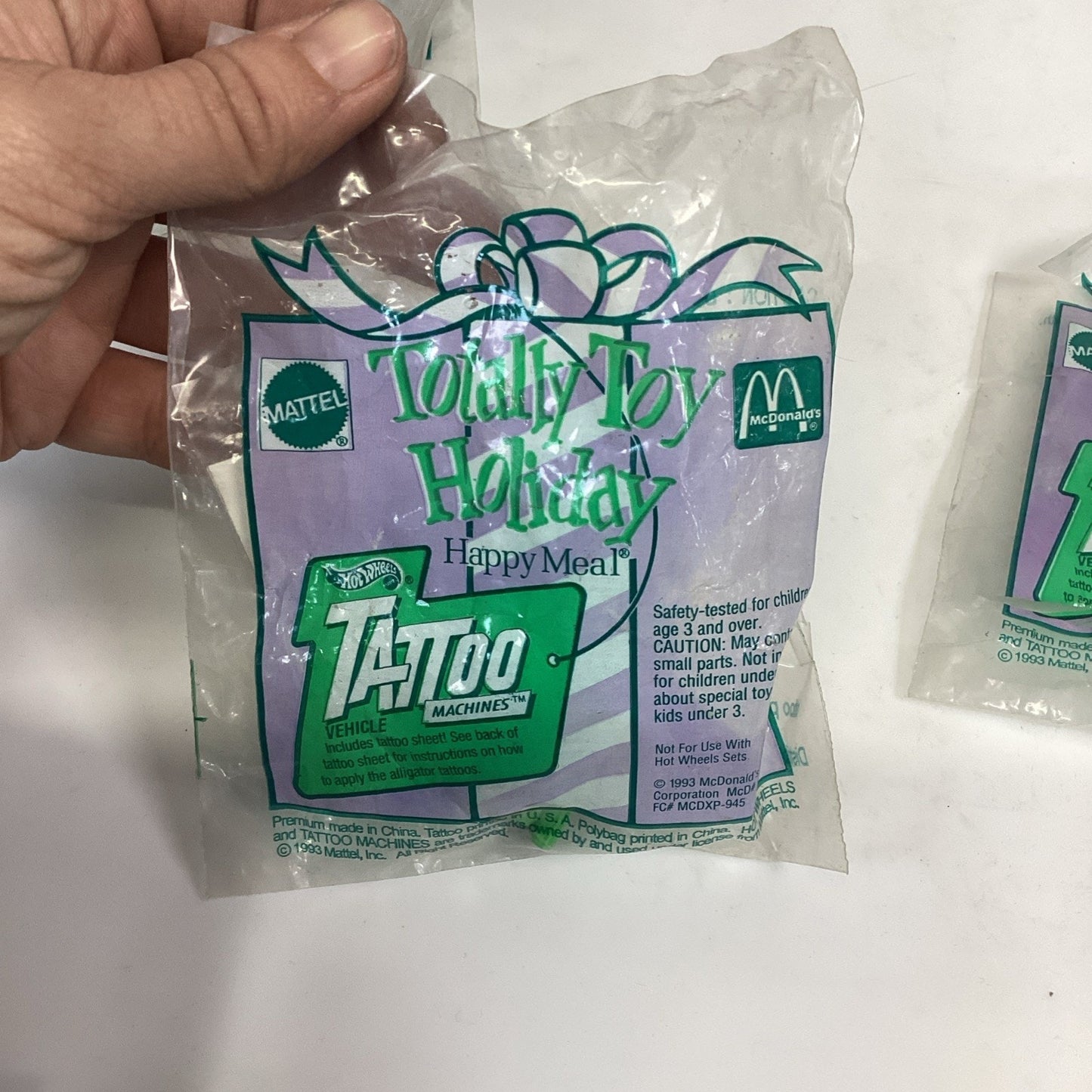 Set Of 6 - 1993 Hot Wheels Totally Toy Holiday Tattoo Machines - McDonald’s