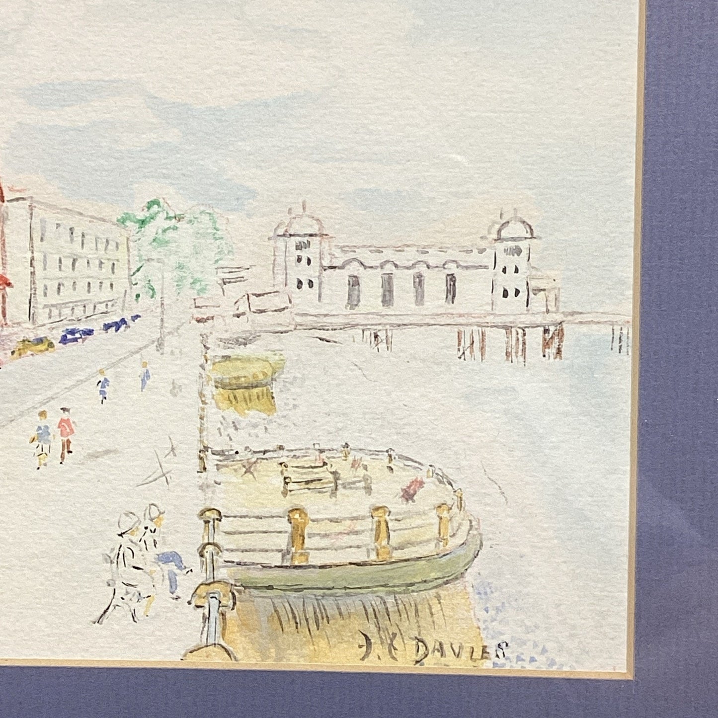 Watercolor Painting of Penarth Pier & Esplanade In Wales By JE Davies