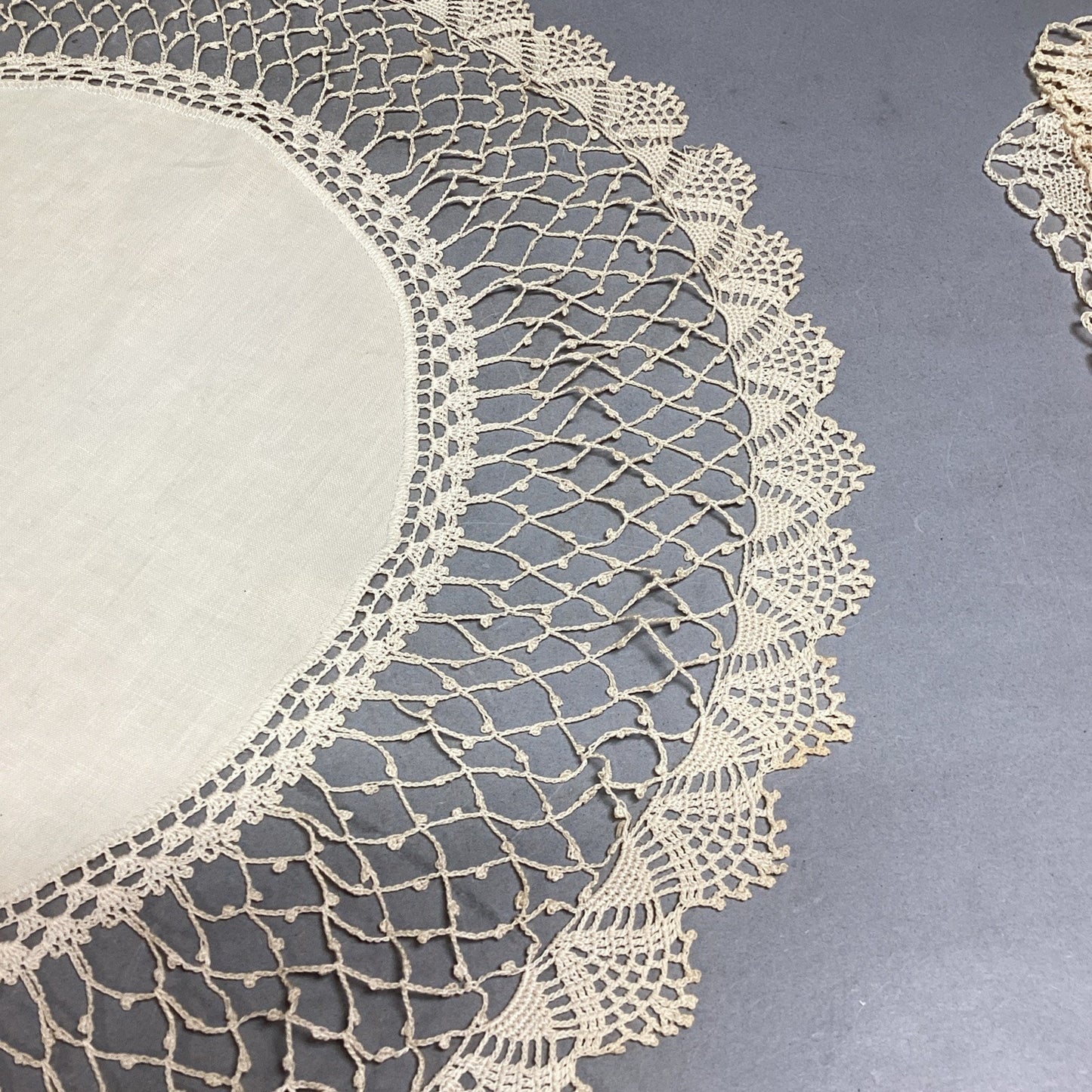 Set Of 2 Elegant Antique Handmade Needle Lace Doilies
