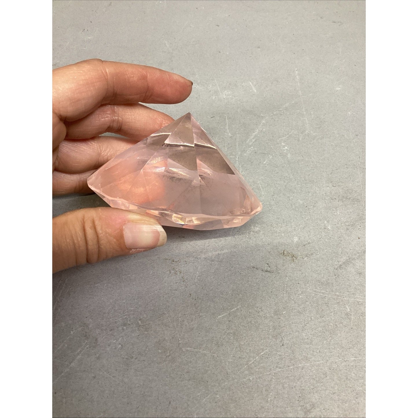 Light Pink Diamond Shape Paperweight - 3x2”