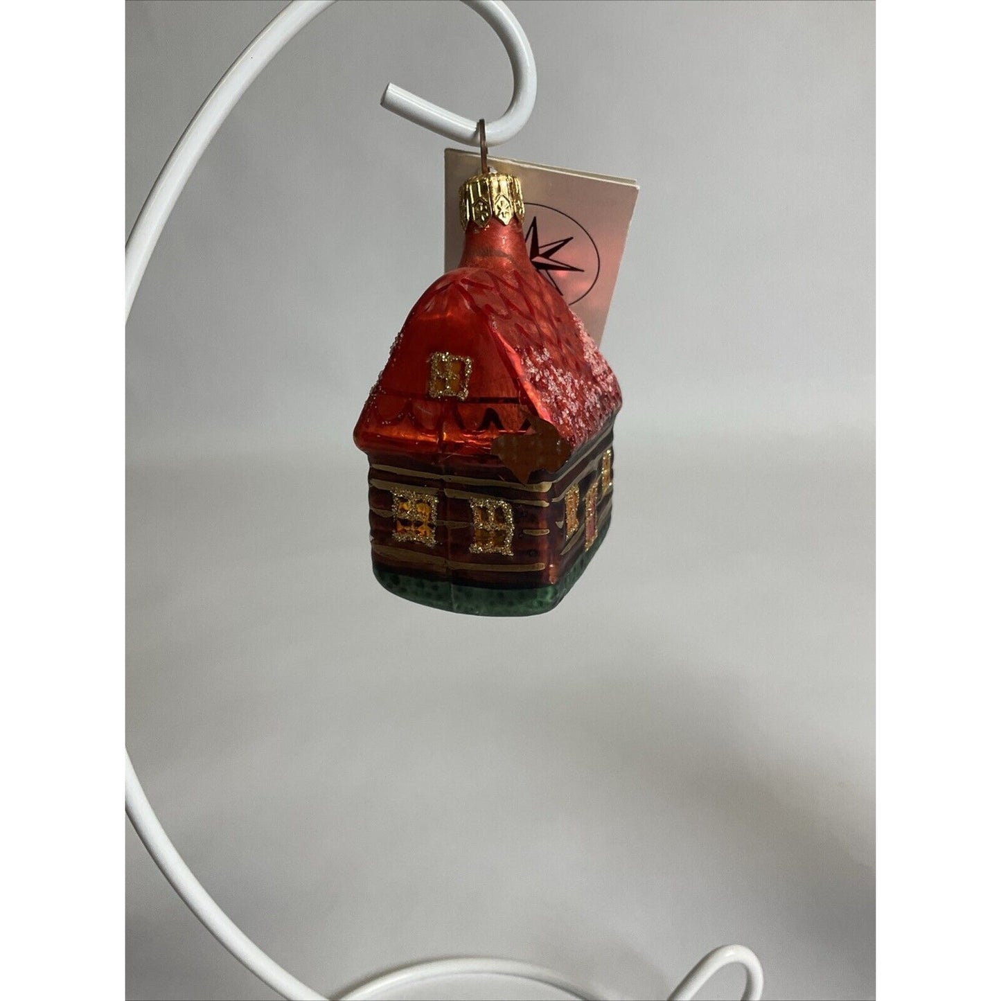 Christopher Radko Tropical Pelican Pete + Christmas Cabin Ornament / Damaged