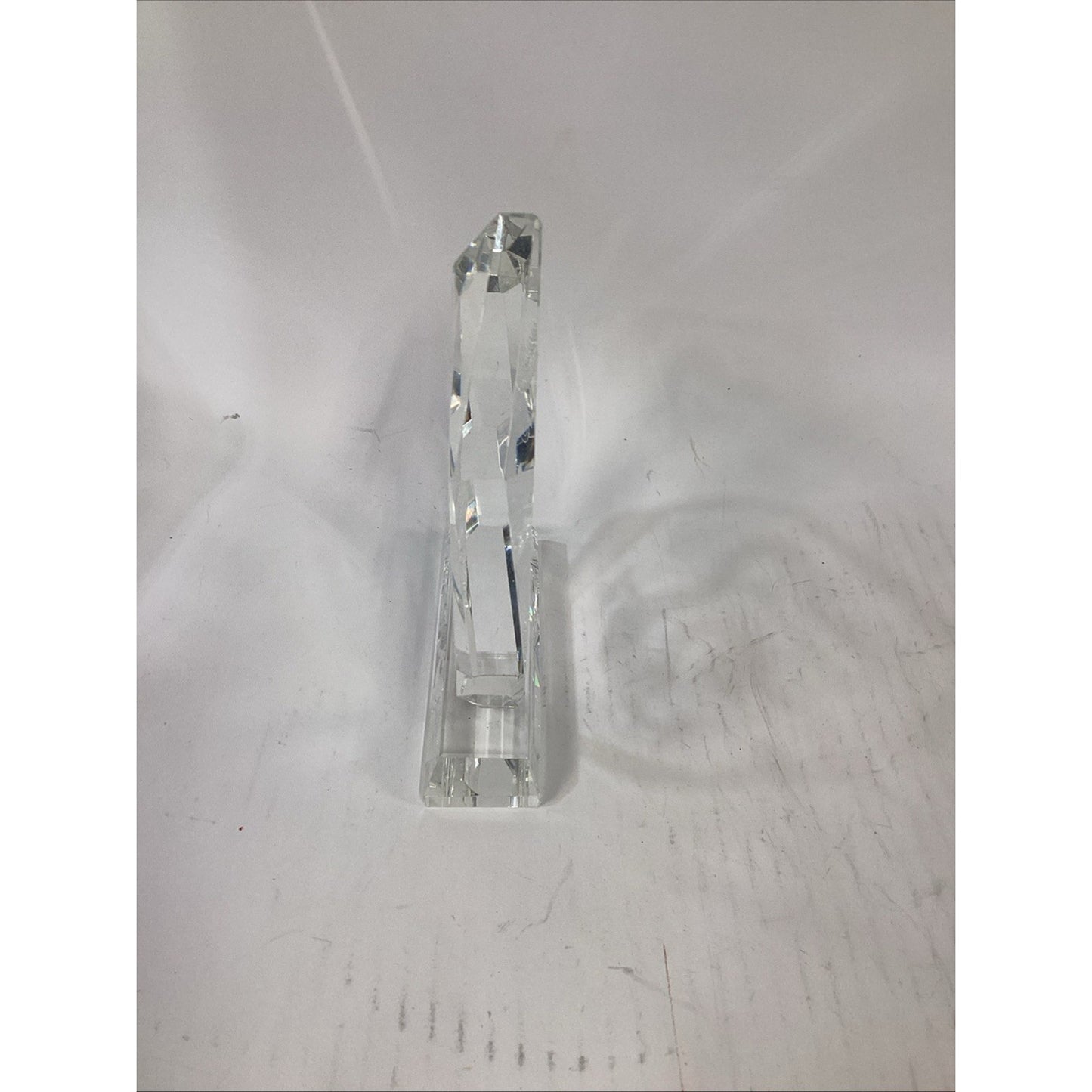 Hand Etched Clear Crystal Glass Lucky Dragon Prism Paper Weight Sculpture