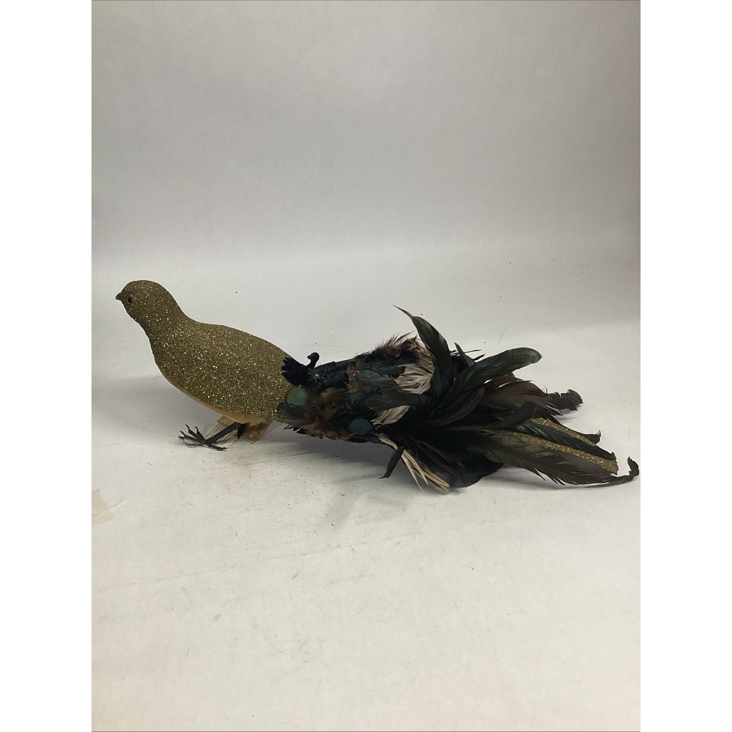 Goldbug Studio Set Of 2 Peacock Figurines W/ German Glass Glitter & Mica Flakes