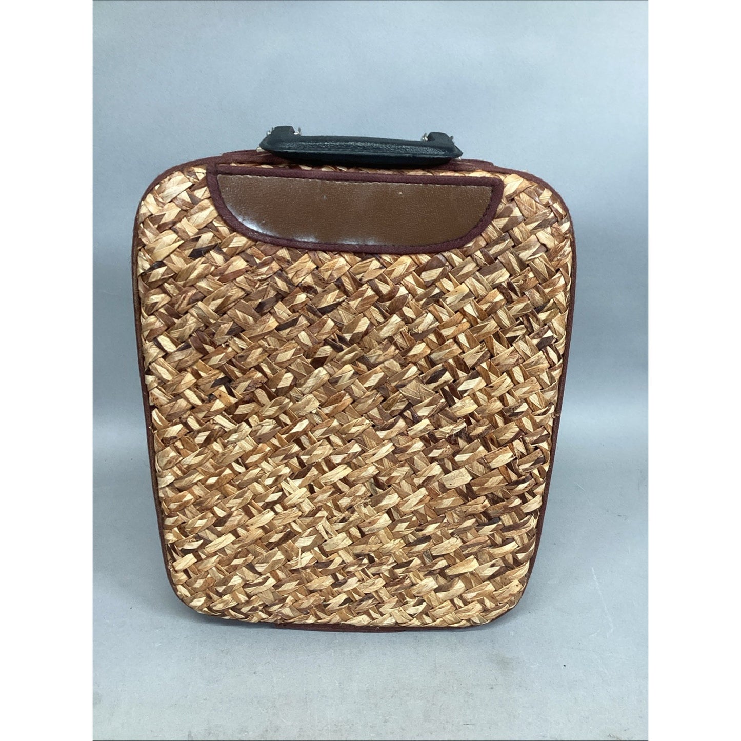 Vintage Woven Luggage Tote Bag - Made In The Phillippines- 12.75x11x3.25”.
