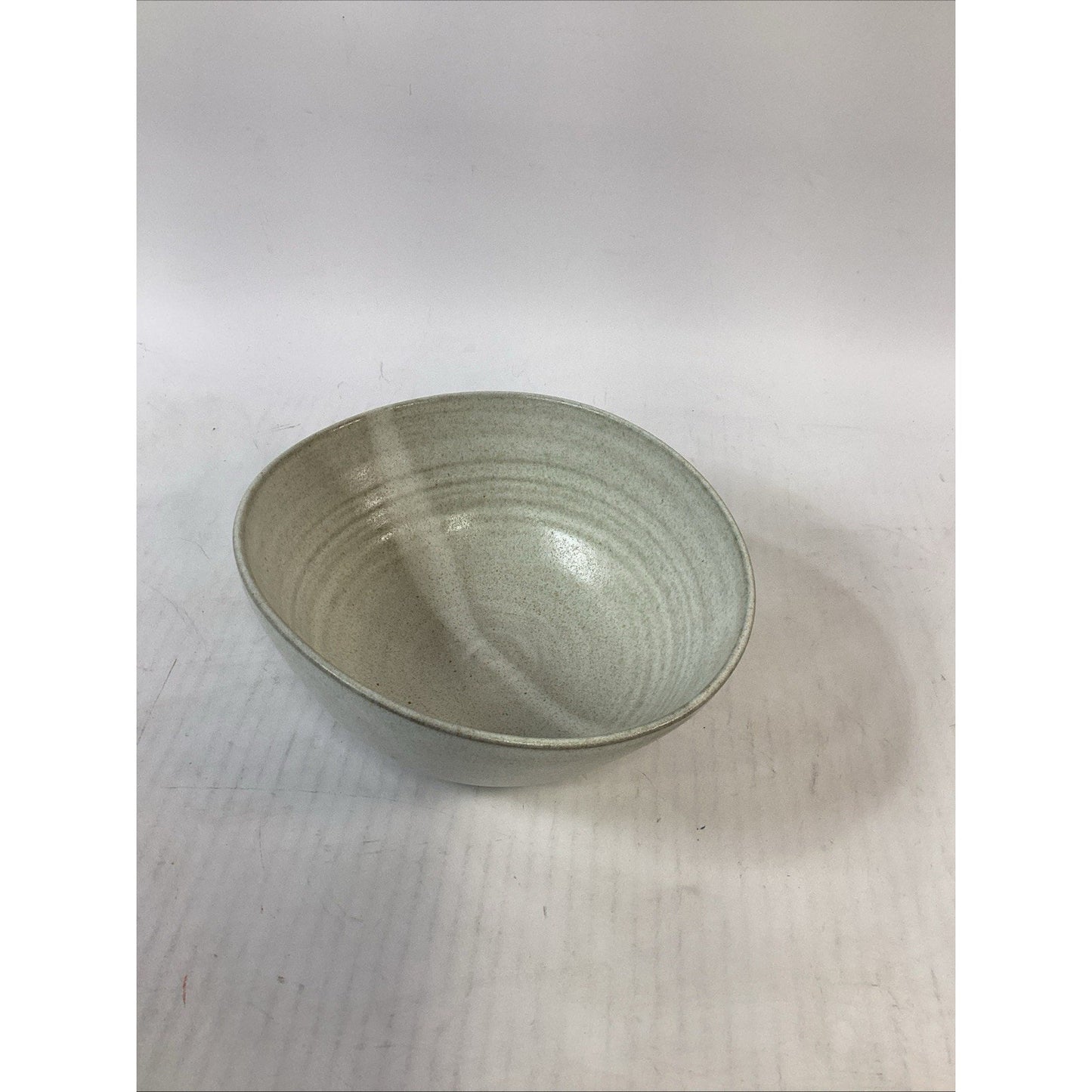 Vintage Speckled White Glazed Bowl - 9x7.5x3.5”