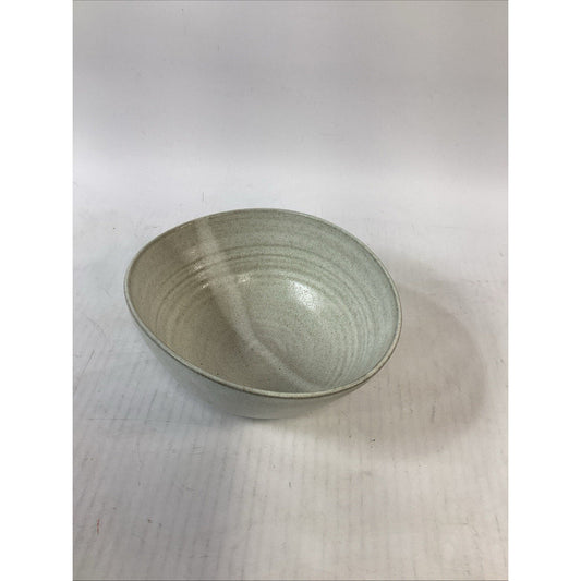 Vintage Speckled White Glazed Bowl - 9x7.5x3.5”