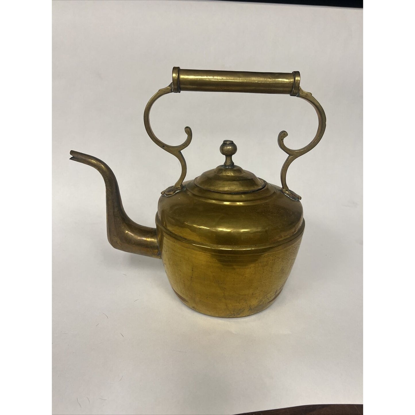 Antique Moroccan Moorish Large Heavy Solid Brass Kettle, 19th C