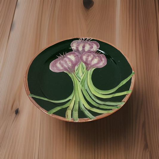 Vintage Large Hand Painted Dinner Or Decorative Floral Pottery Plate - 12”D