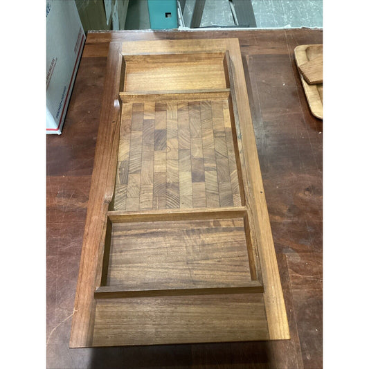 Vintage 3 Compartment Wooden Serving Tray - 25”x12”