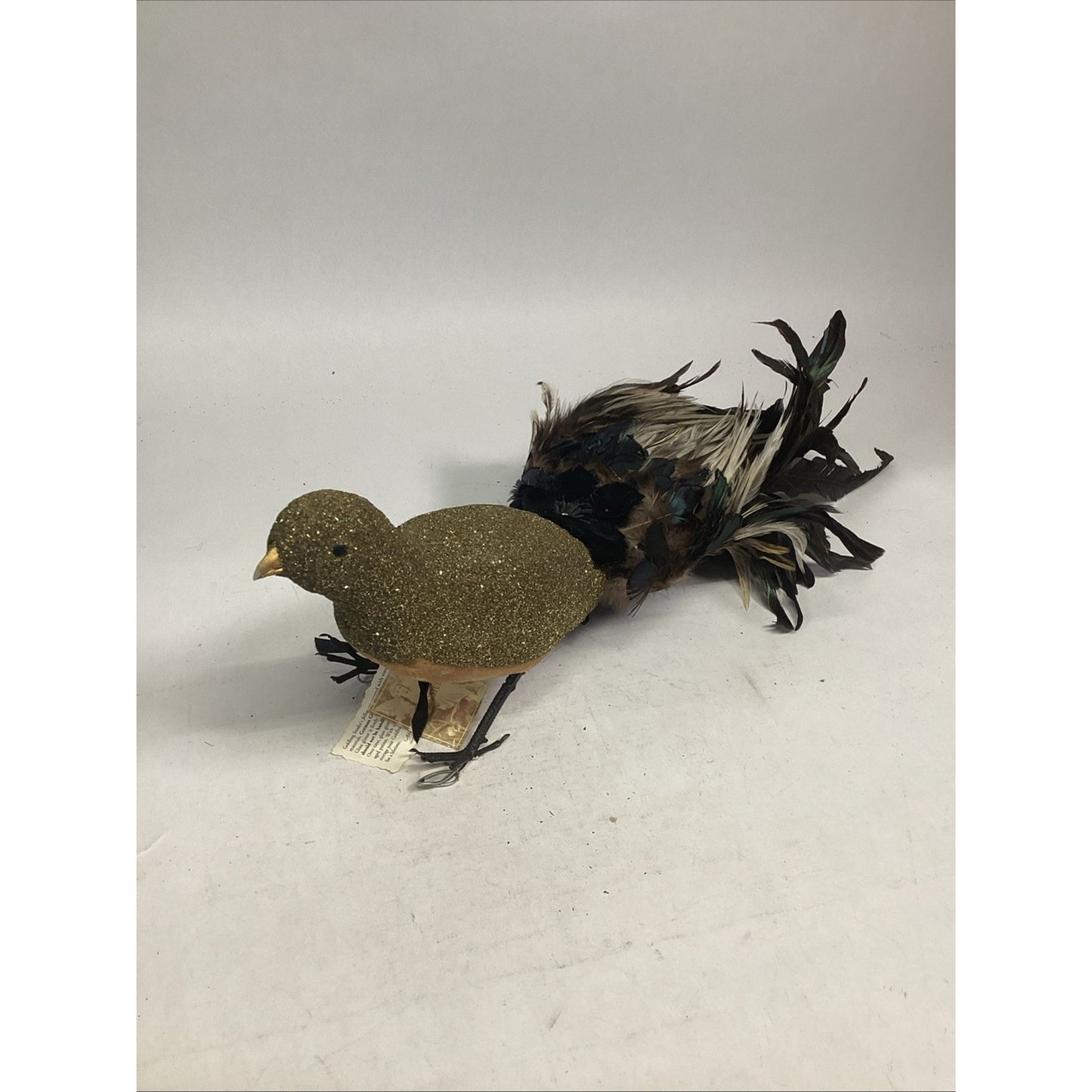 Goldbug Studio Set Of 2 Peacock Figurines W/ German Glass Glitter & Mica Flakes
