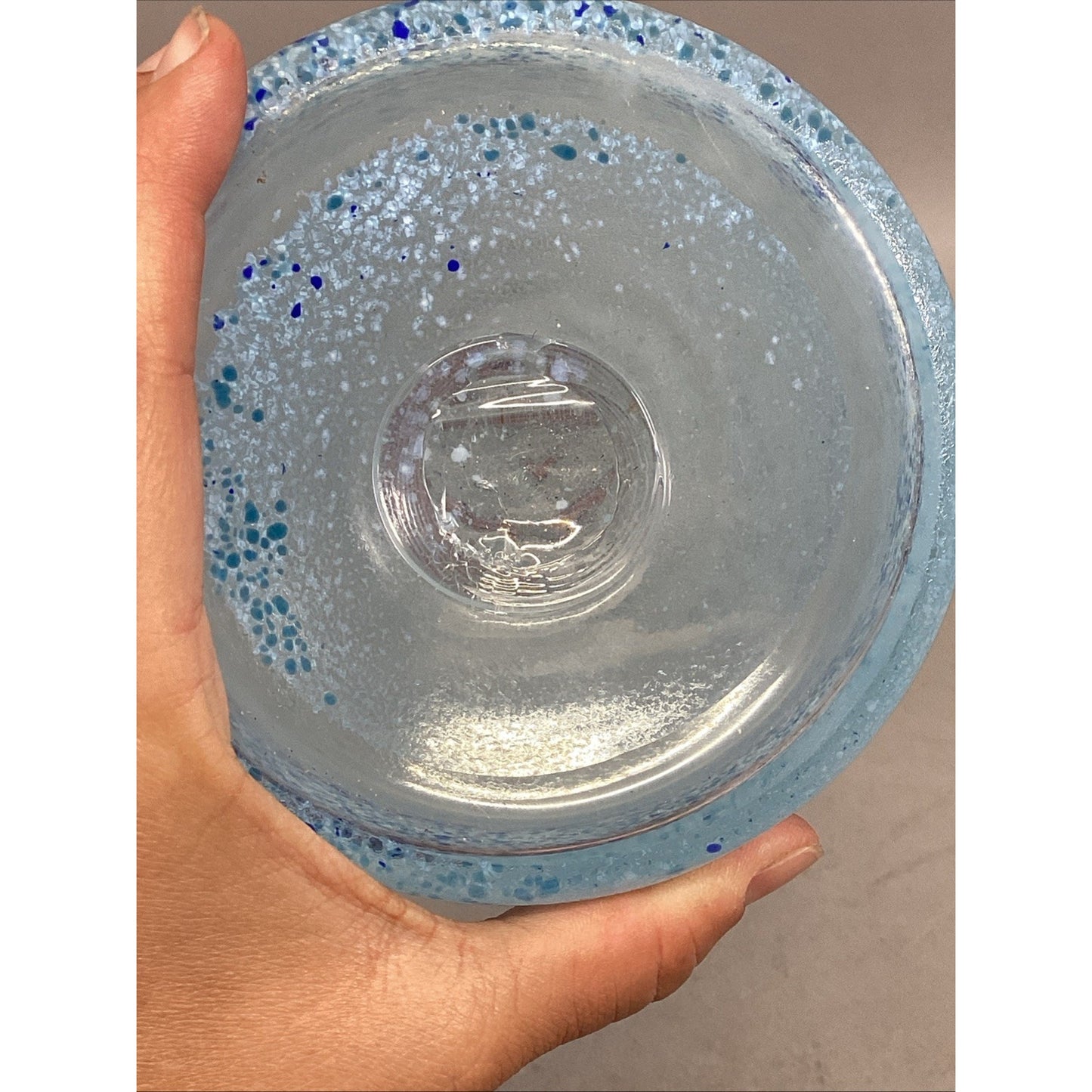 Handblown Speckled Blue Large Glass Decanter - 19”H