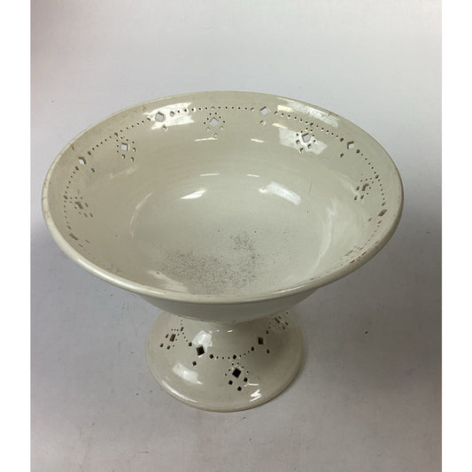 Vintage Decorative White Ceramic Fruit Bowl - 7”Hx9.5”D