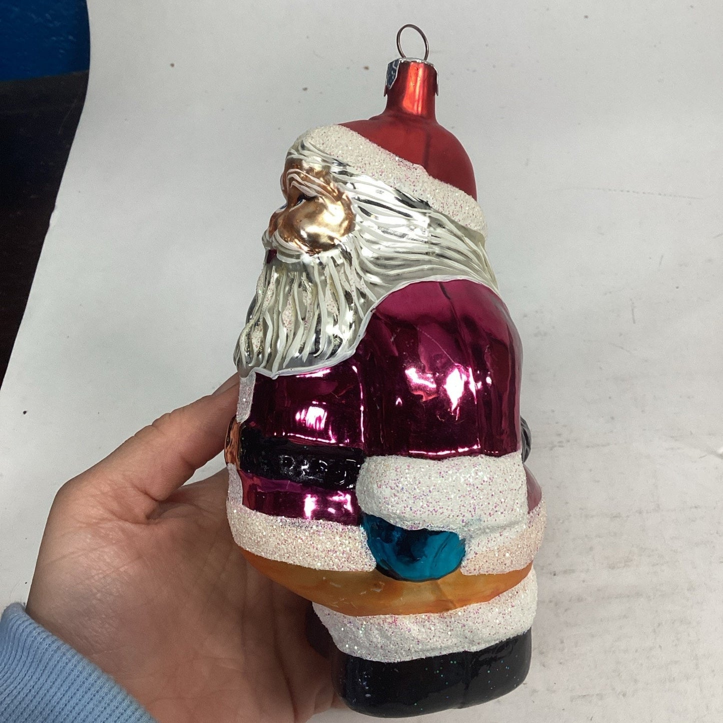 Vintage Christopher Radko “Round About Santa” Glass Ornament 6.5” 95-005-0