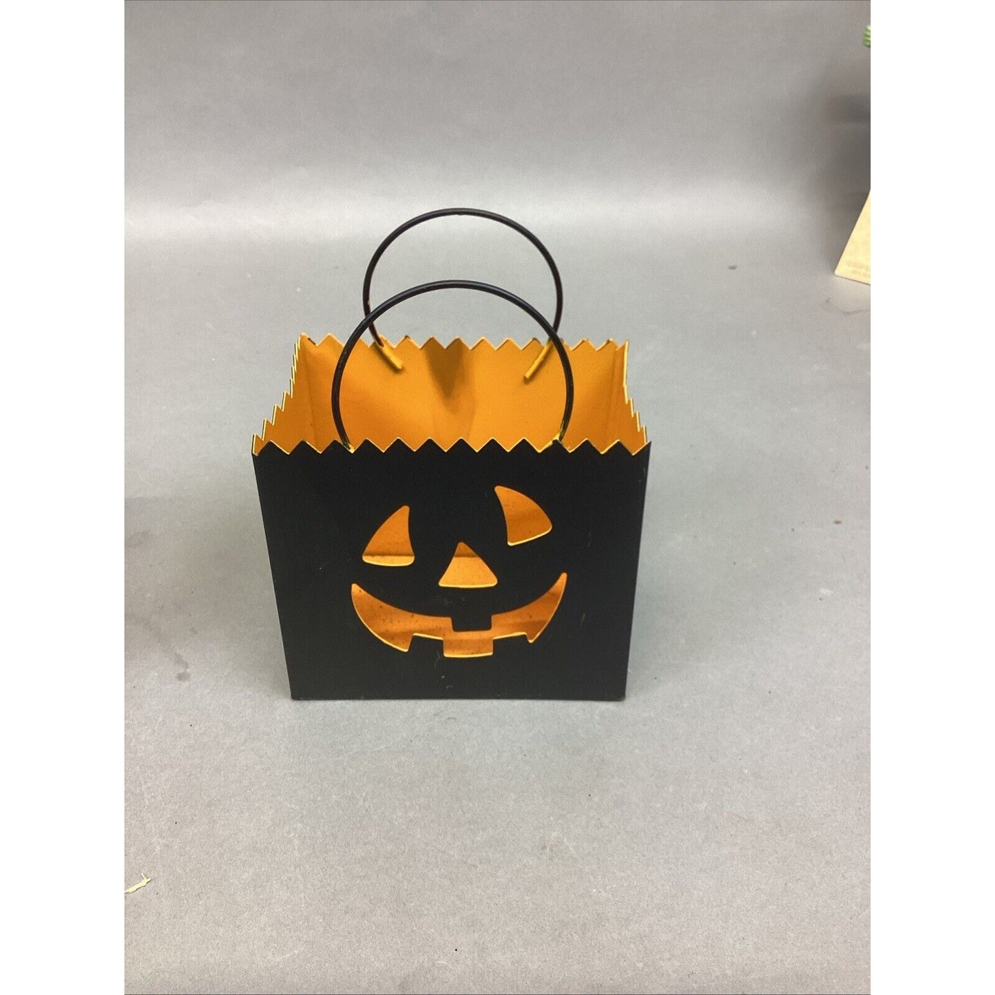 Set Of 6 Halloween Luminaries Lanterns & 3 Orange Candle Holders