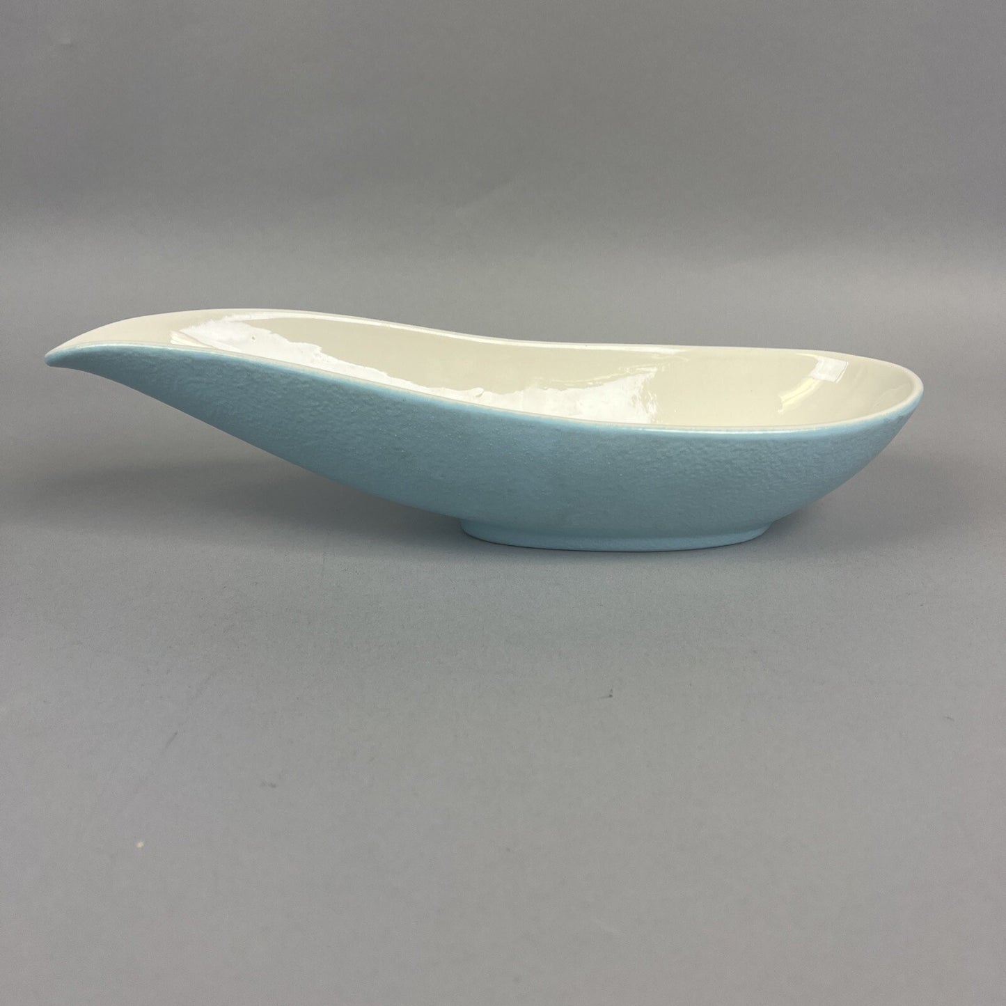 Hull Pottery 13” Gravy Boat Serving Piece Mid-Century Modern Light Blue Ceramic