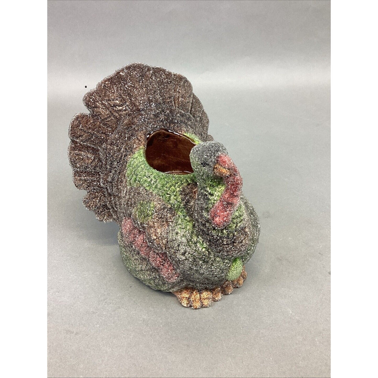 Set Of 2 Frosted Ceramic Turkey Candle Holders - 5x4.5x5.25”