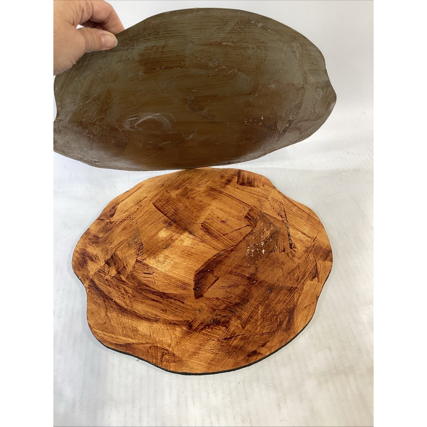 Set Of 4 Kim Seybert Metallic Wood Slice Charger Plates/Placemats - 15x14.5”