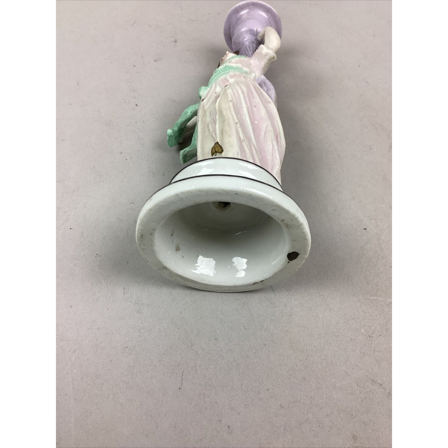 Rare Antique English Derby Hard Paste Porcelain Woman & Candlestick Holder - 8”