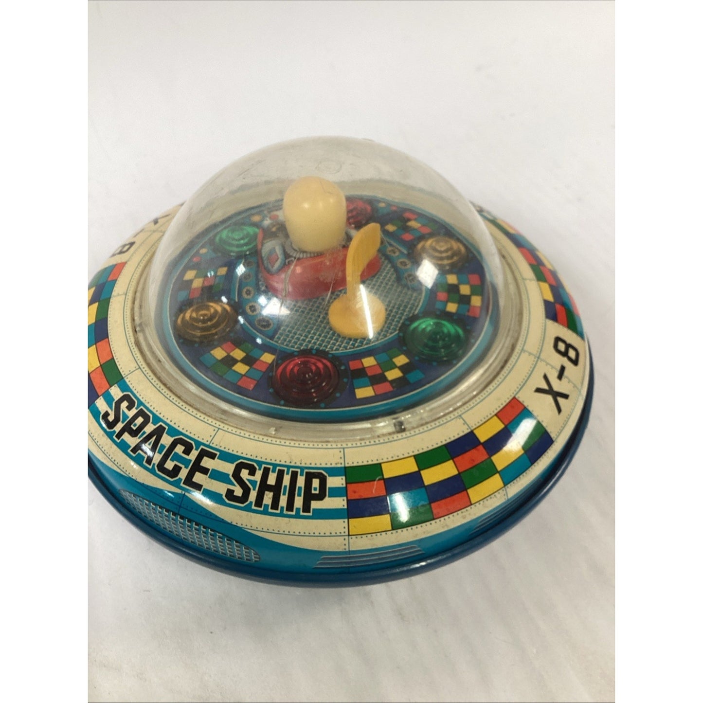 Vintage X-8 Spaceship Toy - No Lights - Spins/Moves/Sound Works