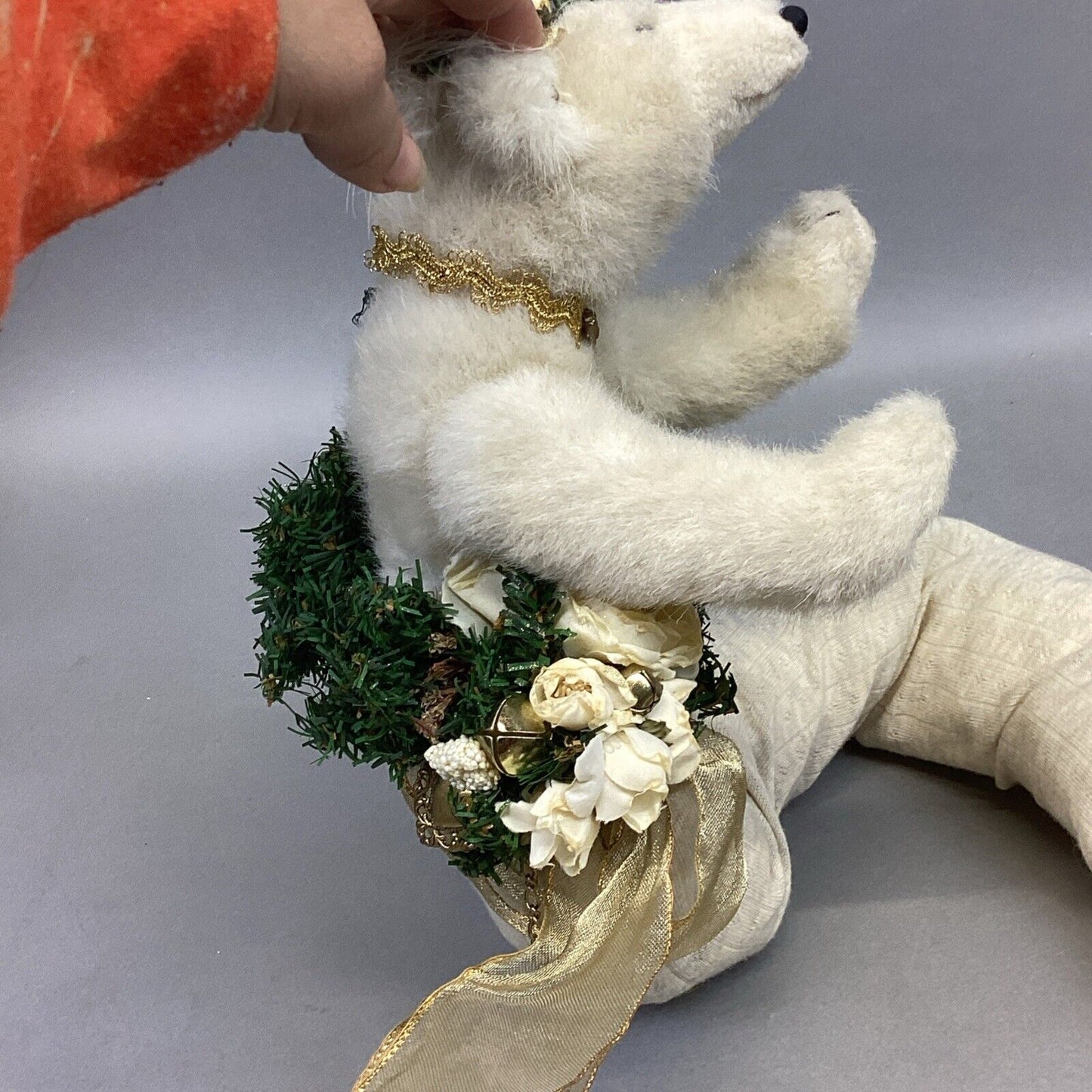Decorative Polar Bear Door Draft Stopper W/ Moveable Arms - 42”