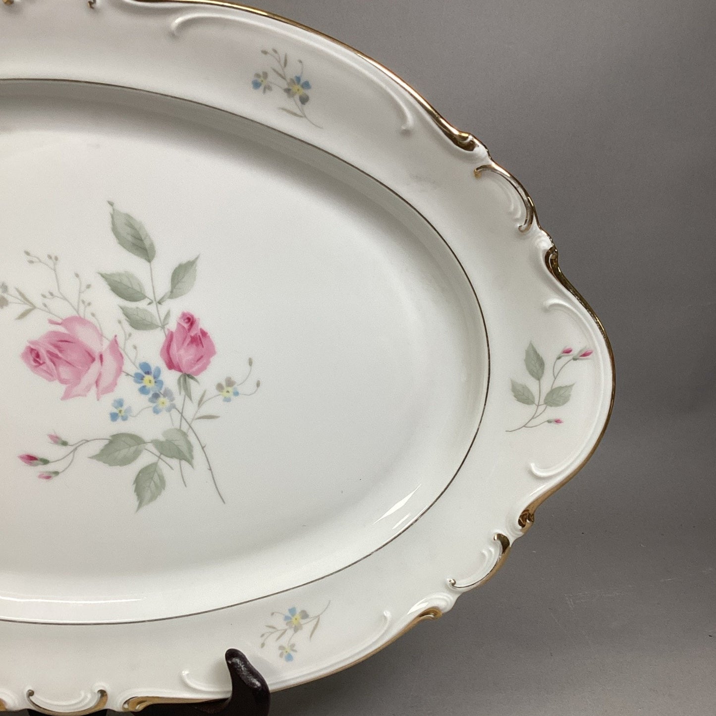 Set Of 2 Heinrich & Co. Selb Pink Floral Serving Platters - Bavaria Germany