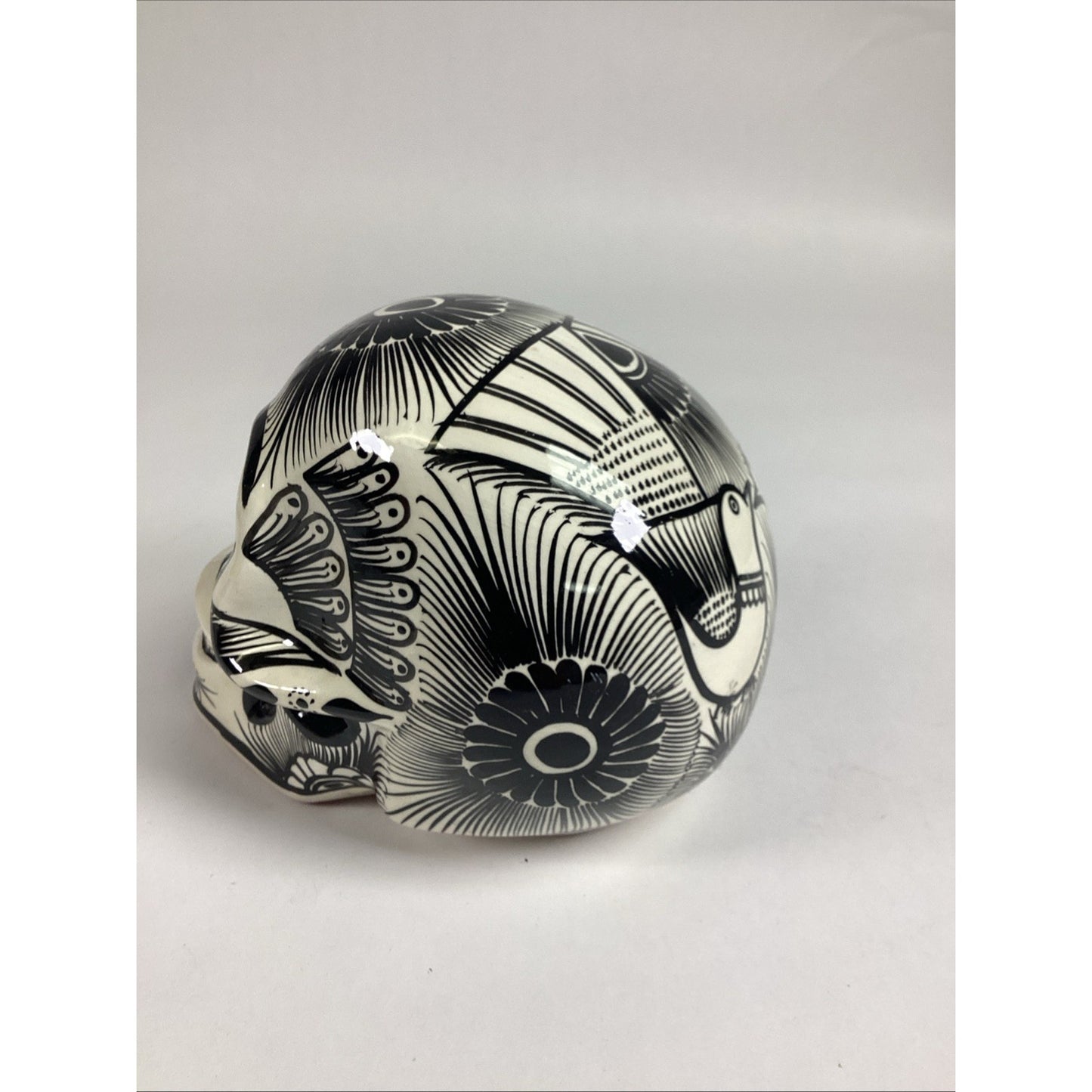 Hand Painted Glossy Ceramic Sugar Skull - Day Of The Dead Decoration