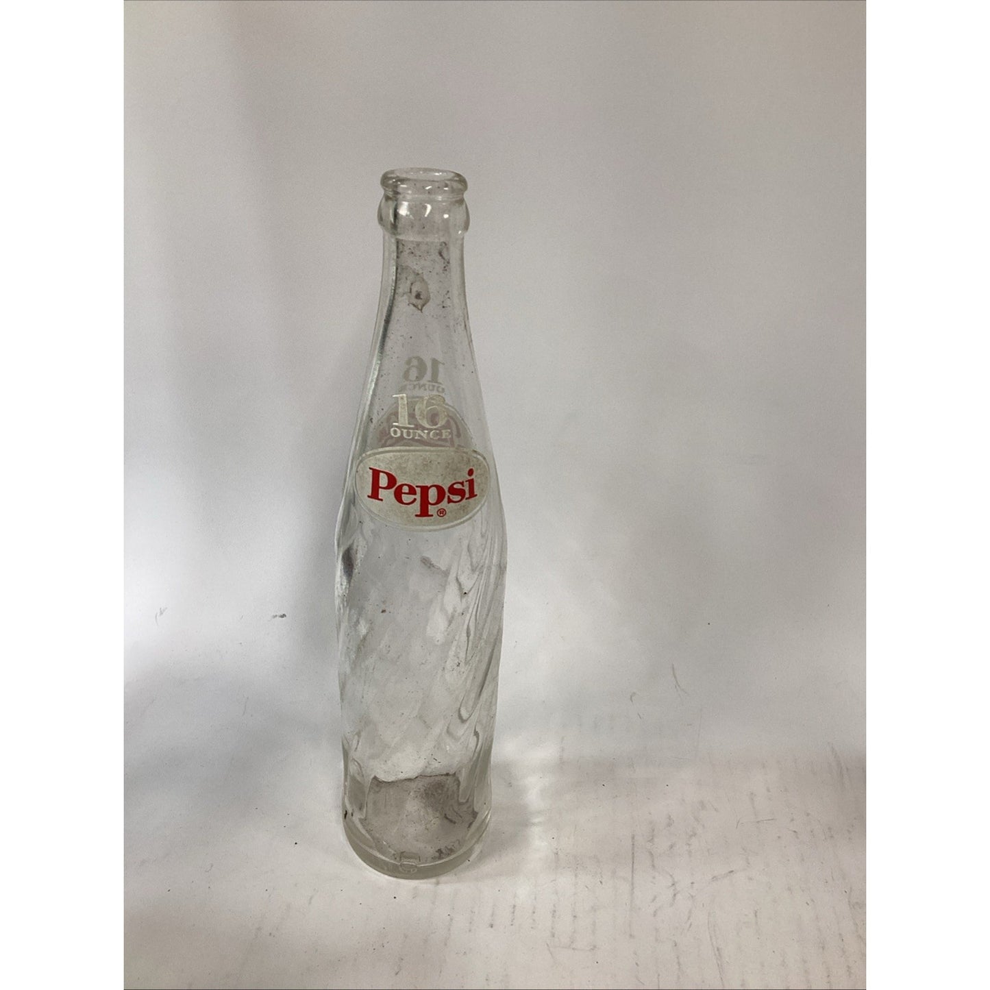Lot Of 2 Vintage Glass Pepsi Bottles - 16oz & 8 Oz