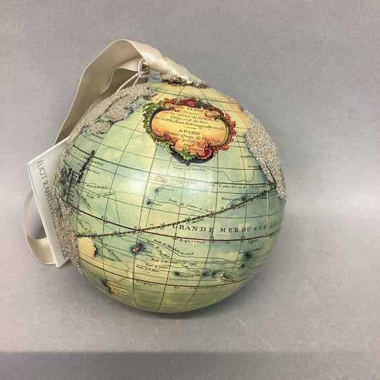 Eliot Raffit Glass World Globe Christmas Ornament With Glitter - Made in USA