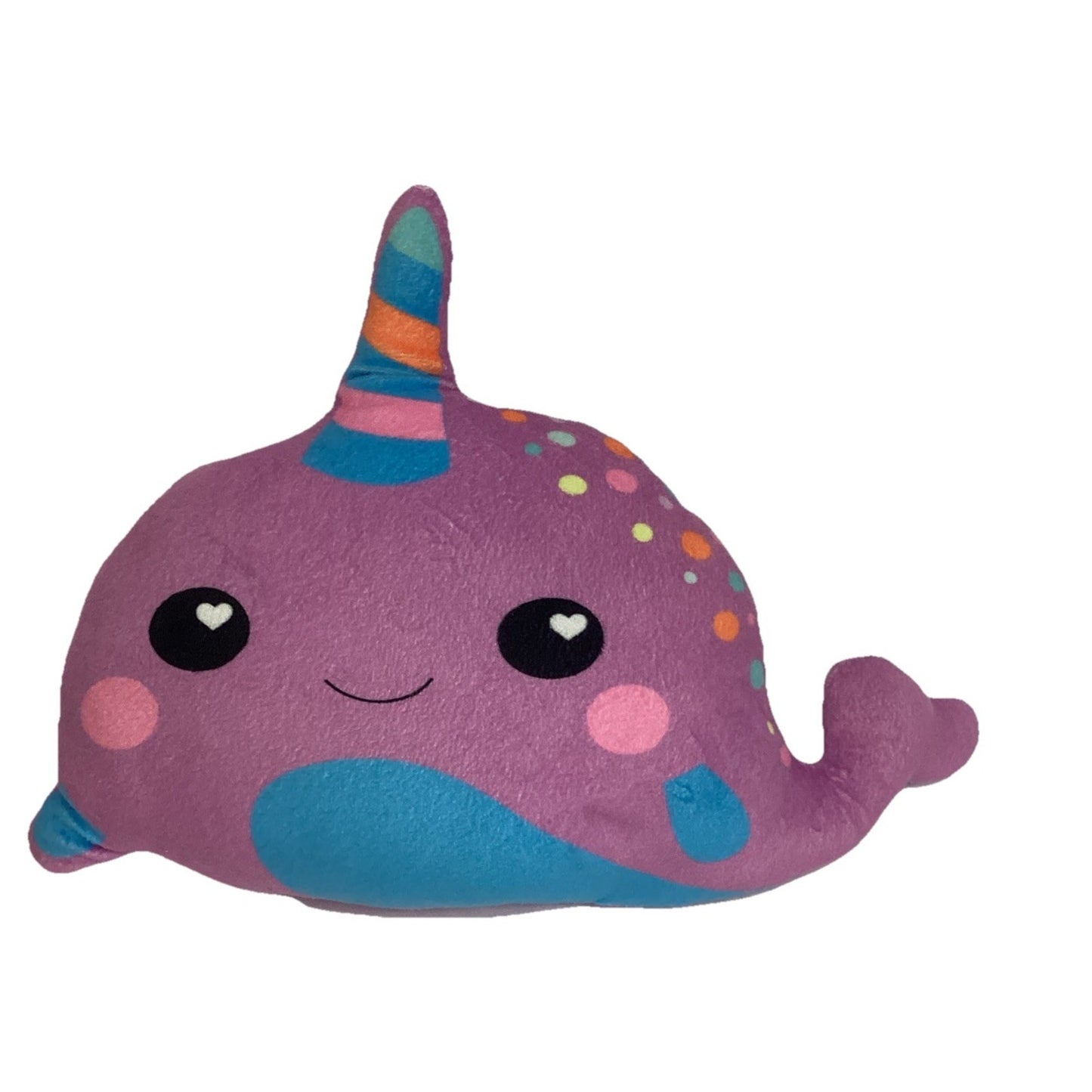 Purple Narwhal Unicorn Whale Rainbow Stuffed Animal Pillow Plush 17" Long