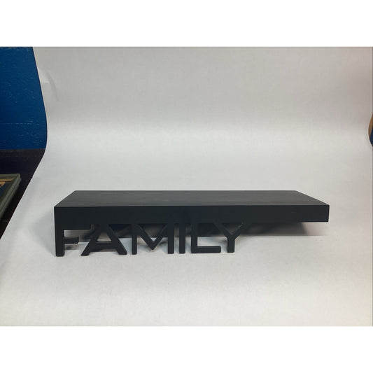 ‘Family’ Wooden Black Floating Wall Shelf - 18x5.5”