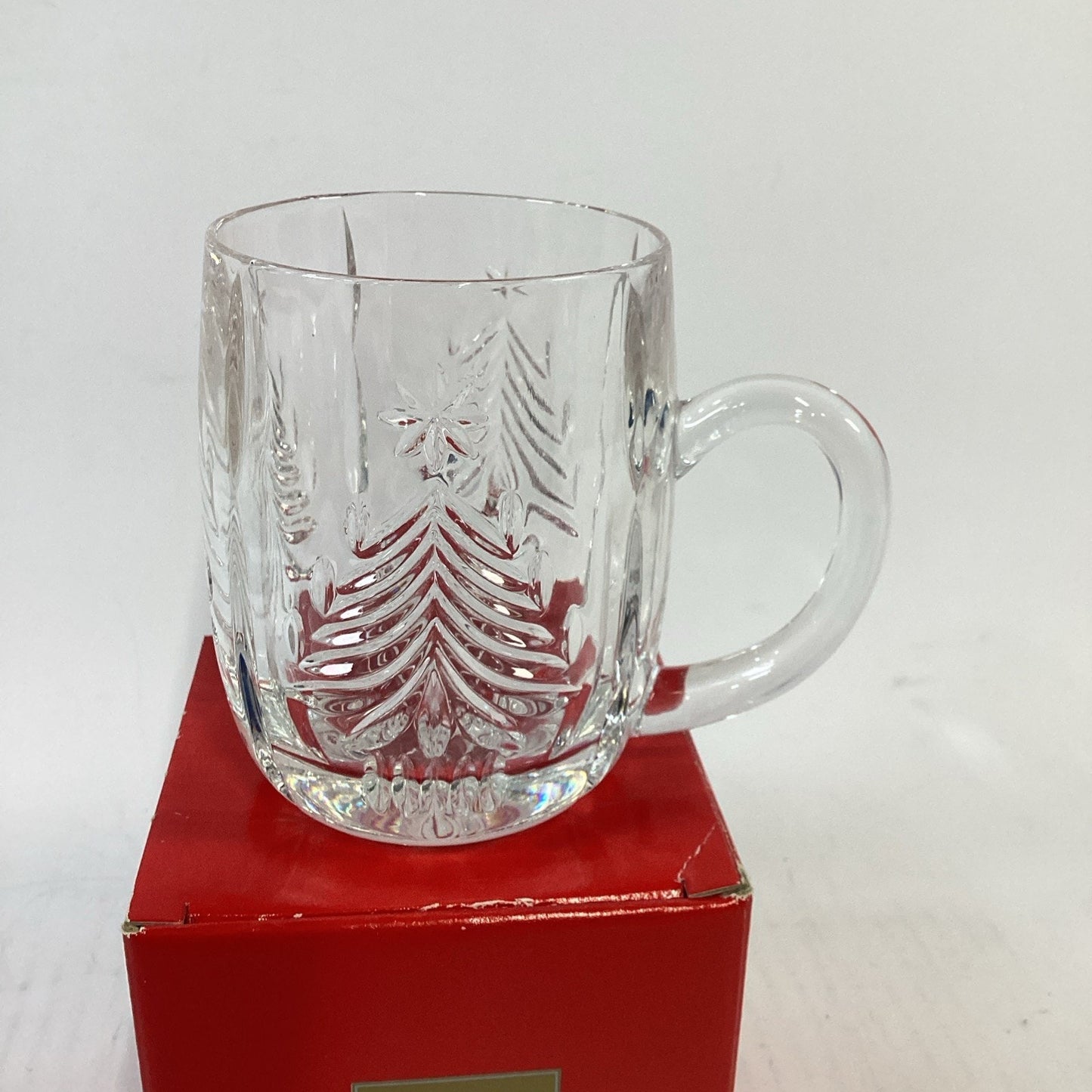 MIKASA Crystal Heavy Cut Christmas Tree Holiday Mug Germany - 12 Oz & Box