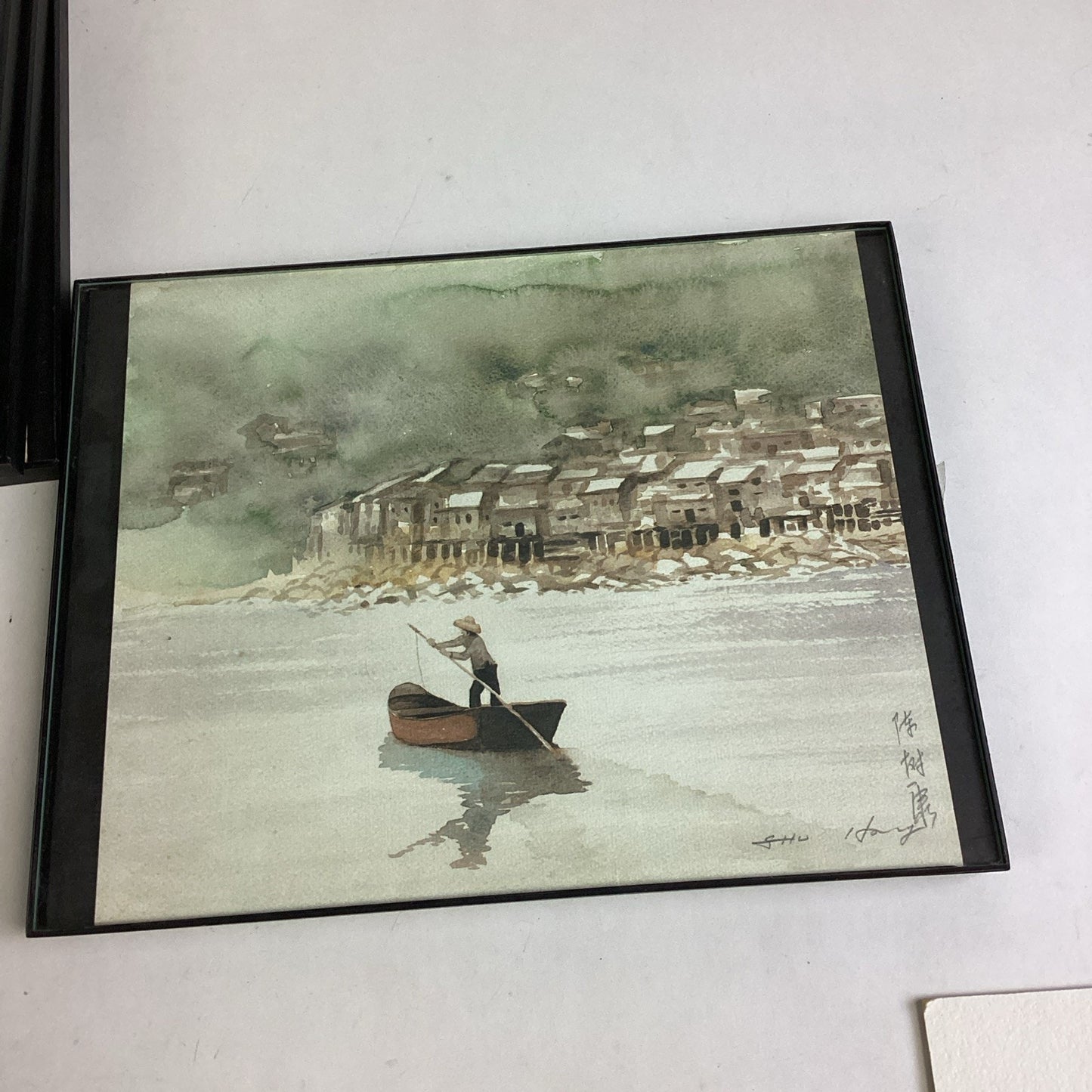 Lot Of 4 Chinese Watercolor Paintings And 1 Lighthouse Print